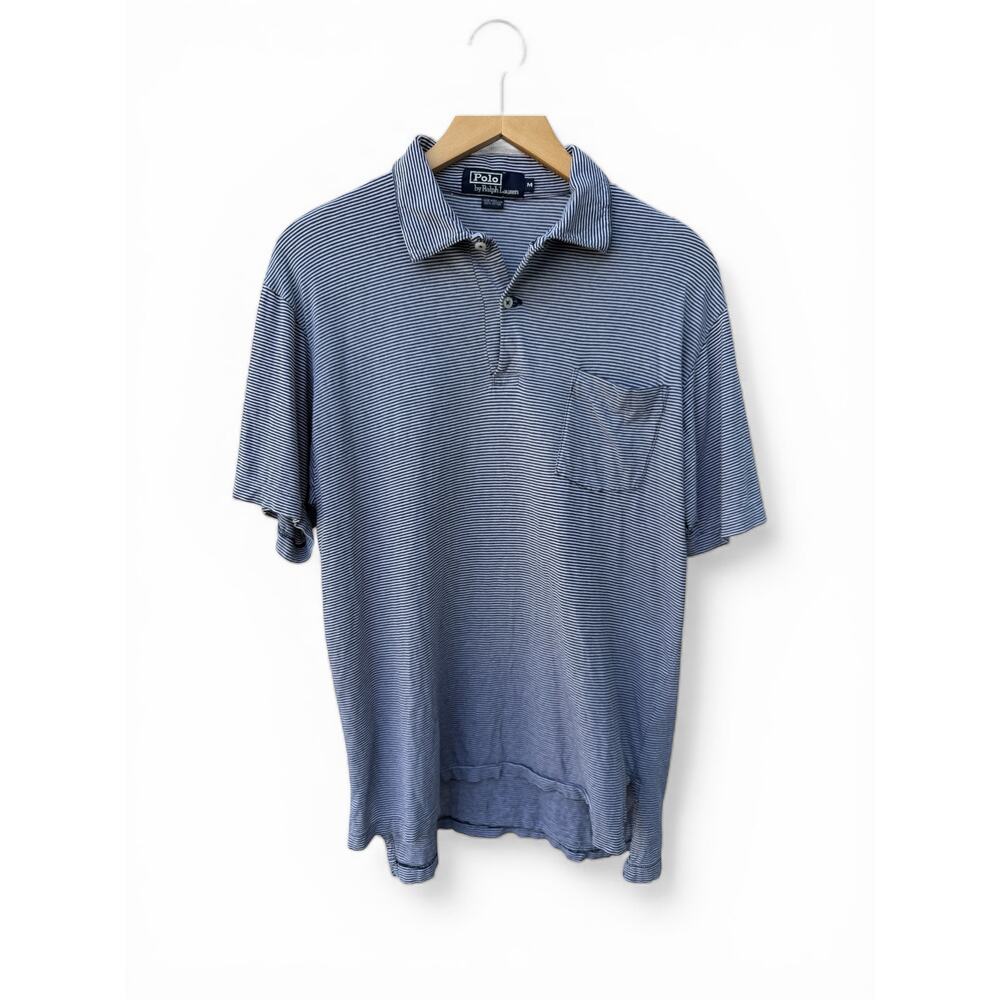 Polo Ralph Lauren Blue White Striped Polo Shirt Medium